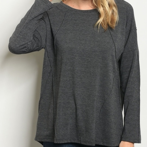 Love Riche Tops - Charcoal Long Sleeve Top